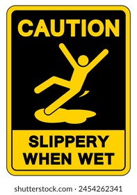 Caution Slippery When Wet Symbol Sign,Vector Illustration, Isolate On White Background Label. EPS10