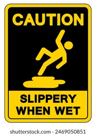 Caution Slippery When Wet Symbol Sign,Vector Illustration, Isolate On White Background Label. EPS10