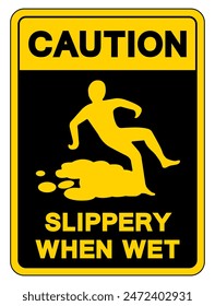 Caution Slippery When Wet Symbol Sign,Vector Illustration, Isolate On White Background Label. EPS10