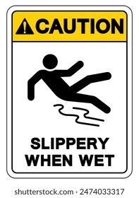 Caution Slippery When Wet Symbol Sign,Vector Illustration, Isolate On White Background Label. EPS10