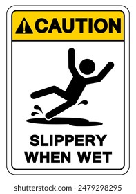 Caution Slippery When Wet Symbol Sign,Vector Illustration, Isolate On White Background Label. EPS10