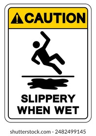 Caution Slippery When Wet Symbol Sign,Vector Illustration, Isolate On White Background Label. EPS10