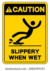 Caution Slippery When Wet Symbol Sign,Vector Illustration, Isolate On White Background Label. EPS10