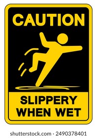 Caution Slippery When Wet Symbol Sign,Vector Illustration, Isolate On White Background Label. EPS10