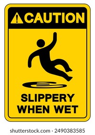 Caution Slippery When Wet Symbol Sign,Vector Illustration, Isolate On White Background Label. EPS10