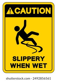 Caution Slippery When Wet Symbol Sign,Vector Illustration, Isolate On White Background Label. EPS10