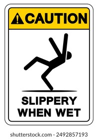 Caution Slippery When Wet Symbol Sign,Vector Illustration, Isolate On White Background Label. EPS10
