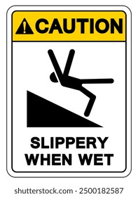Caution Slippery When Wet Symbol Sign,Vector Illustration, Isolate On White Background Label. EPS10
