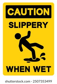 Caution Slippery When Wet Symbol Sign,Vector Illustration, Isolate On White Background Label. EPS10