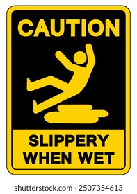 Caution Slippery When Wet Symbol Sign,Vector Illustration, Isolate On White Background Label. EPS10