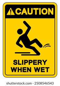 Caution Slippery When Wet Symbol Sign,Vector Illustration, Isolate On White Background Label.EPS10
