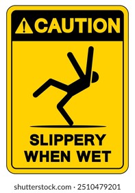 Caution Slippery When Wet Symbol Sign,Vector Illustration, Isolate On White Background Label. EPS10
