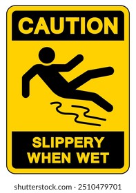 Caution Slippery When Wet Symbol Sign,Vector Illustration, Isolate On White Background Label. EPS10