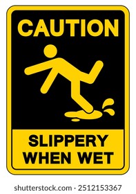 Caution Slippery When Wet Symbol Sign,Vector Illustration, Isolate On White Background Label. EPS10