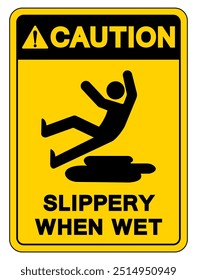 Caution Slippery When Wet Symbol Sign,Vector Illustration, Isolate On White Background Label. EPS10