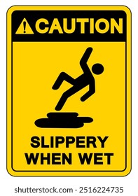 Caution Slippery When Wet Symbol Sign,Vector Illustration, Isolate On White Background Label. EPS10