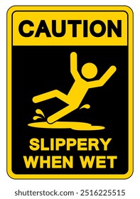 Caution Slippery When Wet Symbol Sign,Vector Illustration, Isolate On White Background Label. EPS10
