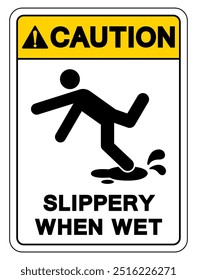 Caution Slippery When Wet Symbol Sign,Vector Illustration, Isolate On White Background Label. EPS10
