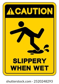 Caution Slippery When Wet Symbol Sign,Vector Illustration, Isolate On White Background Label. EPS10