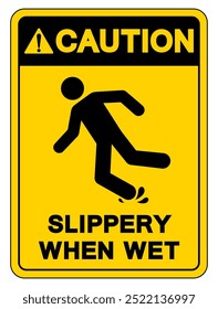 Caution Slippery When Wet Symbol Sign,Vector Illustration, Isolate On White Background Label. EPS10