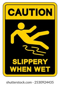 Caution Slippery When Wet Symbol Sign,Vector Illustration, Isolate On White Background Label. EPS10