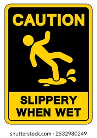 Caution Slippery When Wet Symbol Sign,Vector Illustration, Isolate On White Background Label. EPS10
