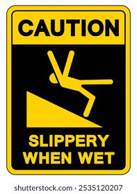 Caution Slippery When Wet Symbol Sign,Vector Illustration, Isolate On White Background Label. EPS10