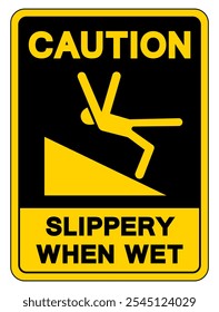 Caution Slippery When Wet Symbol Sign,Vector Illustration, Isolate On White Background Label. EPS10