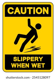 Caution Slippery When Wet Symbol Sign,Vector Illustration, Isolate On White Background Label. EPS10