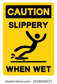 Caution Slippery When Wet  Symbol Sign,Vector Illustration, Isolate On White Background Label. EPS10