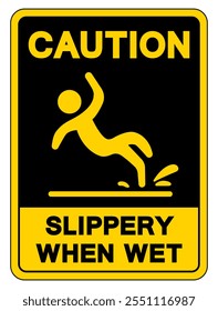 Caution Slippery When Wet Symbol Sign,Vector Illustration, Isolate On White Background Label. EPS10