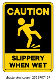 Caution Slippery When Wet Symbol Sign,Vector Illustration, Isolate On White Background Label. EPS10