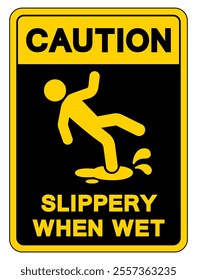 Caution Slippery When Wet Symbol Sign,Vector Illustration, Isolate On White Background Label. EPS10
