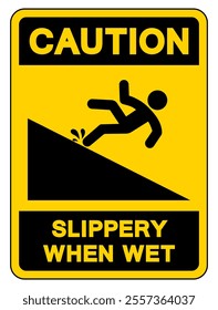 Caution Slippery When Wet Symbol Sign,Vector Illustration, Isolate On White Background Label. EPS10