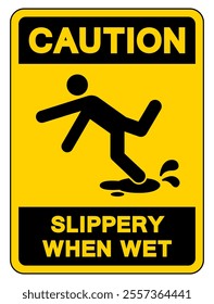 Caution Slippery When Wet Symbol Sign,Vector Illustration, Isolate On White Background Label. EPS10