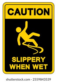 Caution Slippery When Wet Symbol Sign,Vector Illustration, Isolate On White Background Label. EPS10