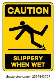 Caution Slippery When Wet Symbol Sign,Vector Illustration, Isolate On White Background Label. EPS10