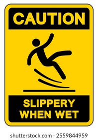 Caution Slippery When Wet Symbol Sign,Vector Illustration, Isolate On White Background Label. EPS10