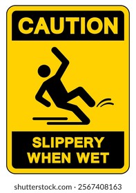 Caution Slippery When Wet Symbol Sign,Vector Illustration, Isolate On White Background Label. EPS10