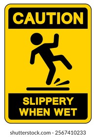 Caution Slippery When Wet Symbol Sign,Vector Illustration, Isolate On White Background Label. EPS10