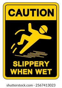 Caution Slippery When Wet Symbol Sign,Vector Illustration, Isolate On White Background Label. EPS10