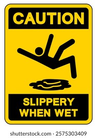 Caution Slippery When Wet Symbol Sign,Vector Illustration, Isolate On White Background Label. EPS10