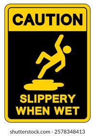 Caution Slippery When Wet Symbol Sign,Vector Illustration, Isolate On White Background Label. EPS10