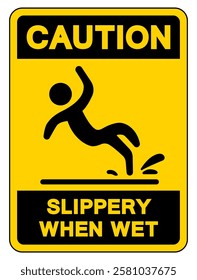 Caution Slippery When Wet Symbol Sign,Vector Illustration, Isolate On White Background Label. EPS10