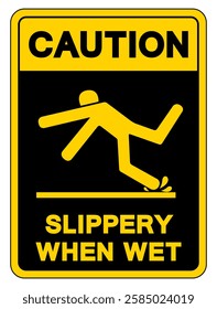 Caution Slippery When Wet Symbol Sign,Vector Illustration, Isolate On White Background Label. EPS10