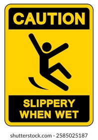 Caution Slippery When Wet Symbol Sign,Vector Illustration, Isolate On White Background Label. EPS10