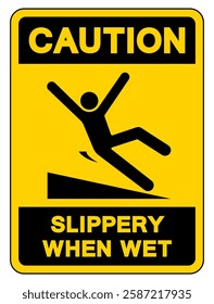 Caution Slippery When Wet Symbol Sign,Vector Illustration, Isolate On White Background Label. EPS10