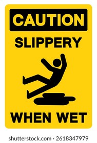 Caution Slippery When Wet Symbol Sign,Vector Illustration, Isolate On White Background Label. EPS10