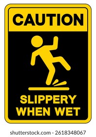 Caution Slippery When Wet Symbol Sign,Vector Illustration, Isolate On White Background Label. EPS10