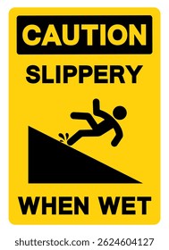 Caution Slippery When Wet Symbol Sign,Vector Illustration, Isolate On White Background Label. EPS10